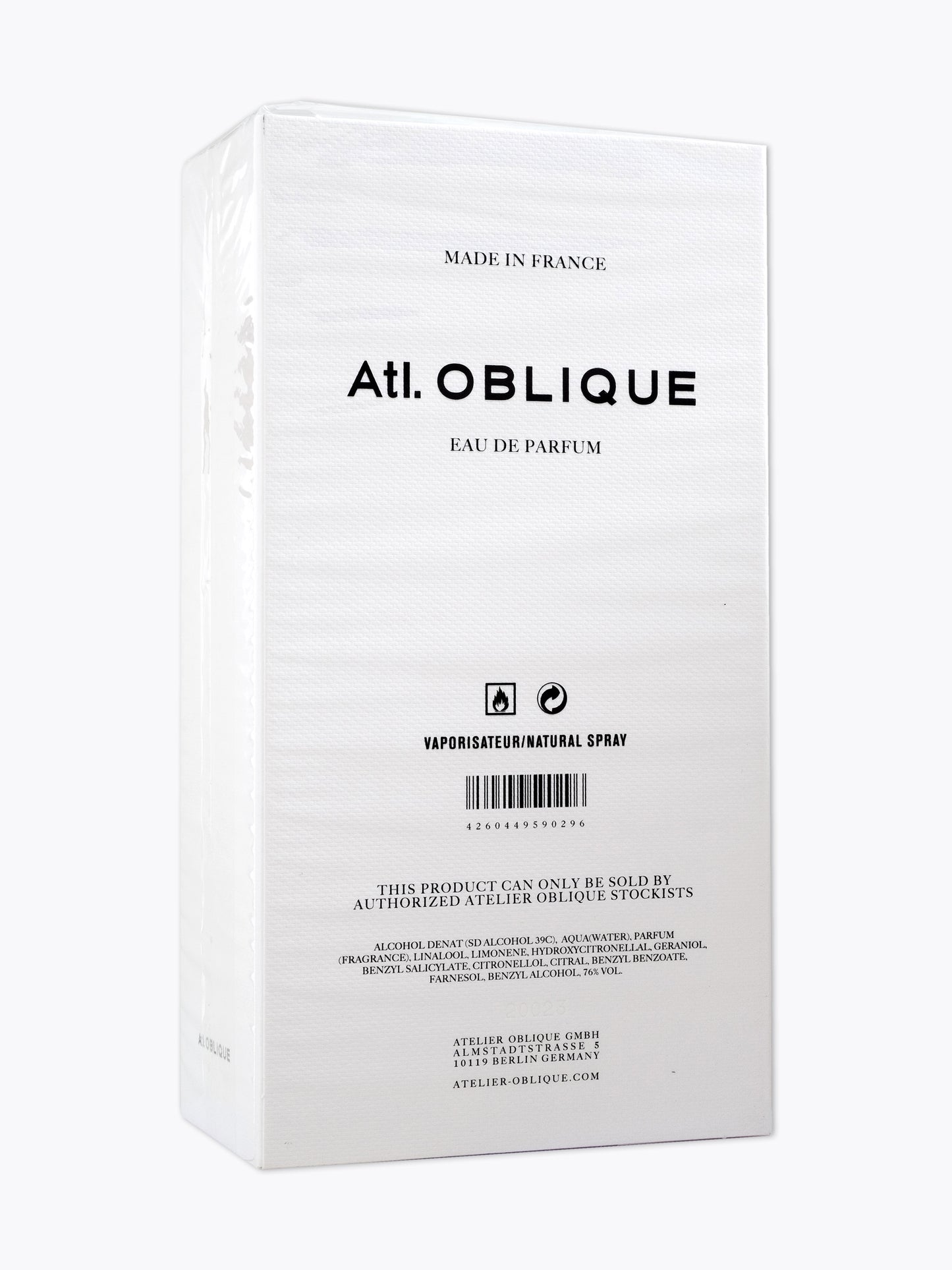 Atl. Oblique White Light EDP 50ml — Packaging Back View