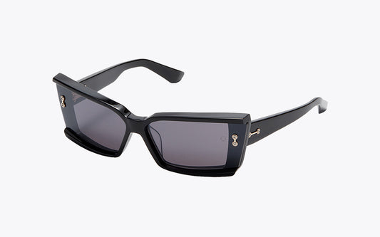 Akoni Lynx 107A | Solid Black Sunglasses | Three Quarters View