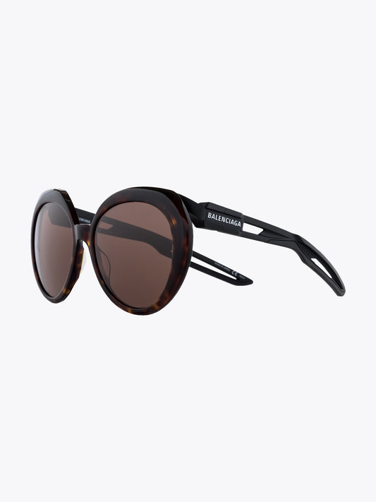 Balenciaga Hybrid Havana/Black Sunglasses — Three-quarter View