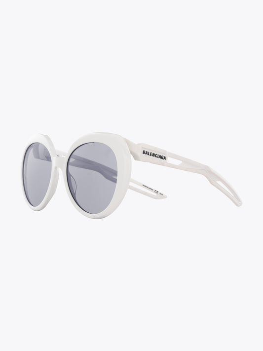 Balenciaga Hybrid White Sunglasses — Three-quarter View