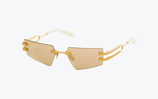 Balmain Fixe 123D | Gold / White Sunglasses | Three Quarters View