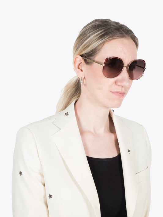 Gucci Pink/Gold Sunglasses (GG0400S) — Three-quarter View Right