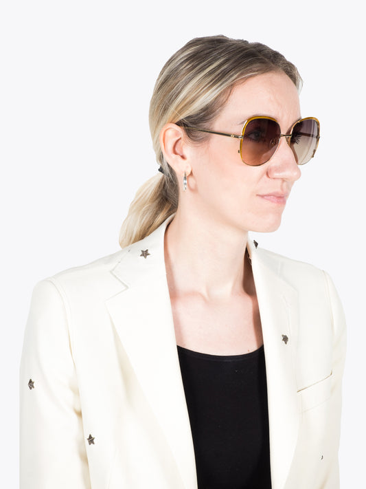 Gucci Yellow/Gold Sunglasses (GG0400S) — Three-quarter View Right