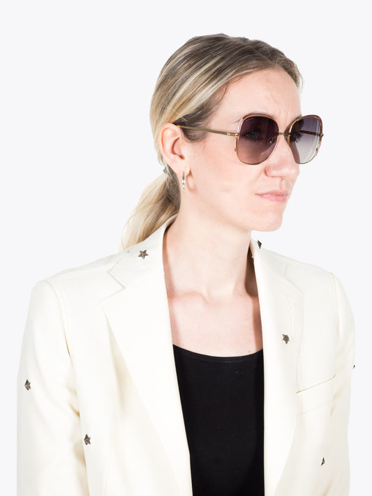 Gucci Red/Gold Sunglasses (GG0400S) — Three-quarter View Right