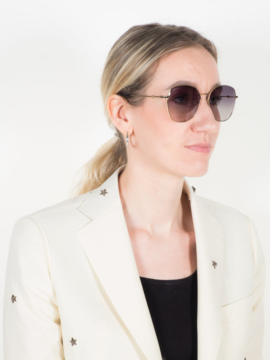 Gucci Black/Gold Sunglasses (GG0415SK) — Three-quarter View Right