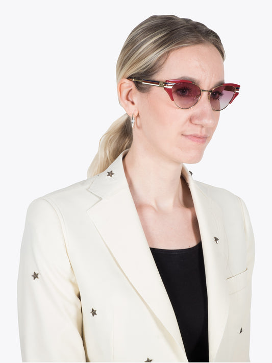 Gucci Red/Gold Sunglasses (GG0522S) — Three-quarter View Right