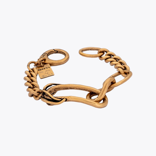 Goti Bracelet BR2044 Gold-Plated Silver Curb Chain | Front View
