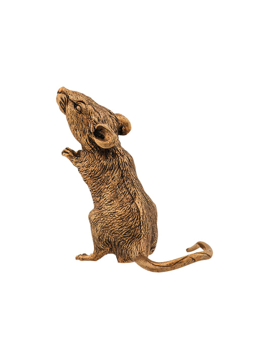 Goti Lucky Mouse Brass Figurine Three-quarter Back View