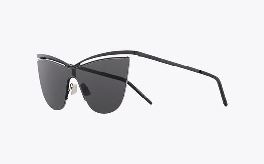 Saint Laurent SL 249 New Wave Black cat-eye sunglasses on a white background