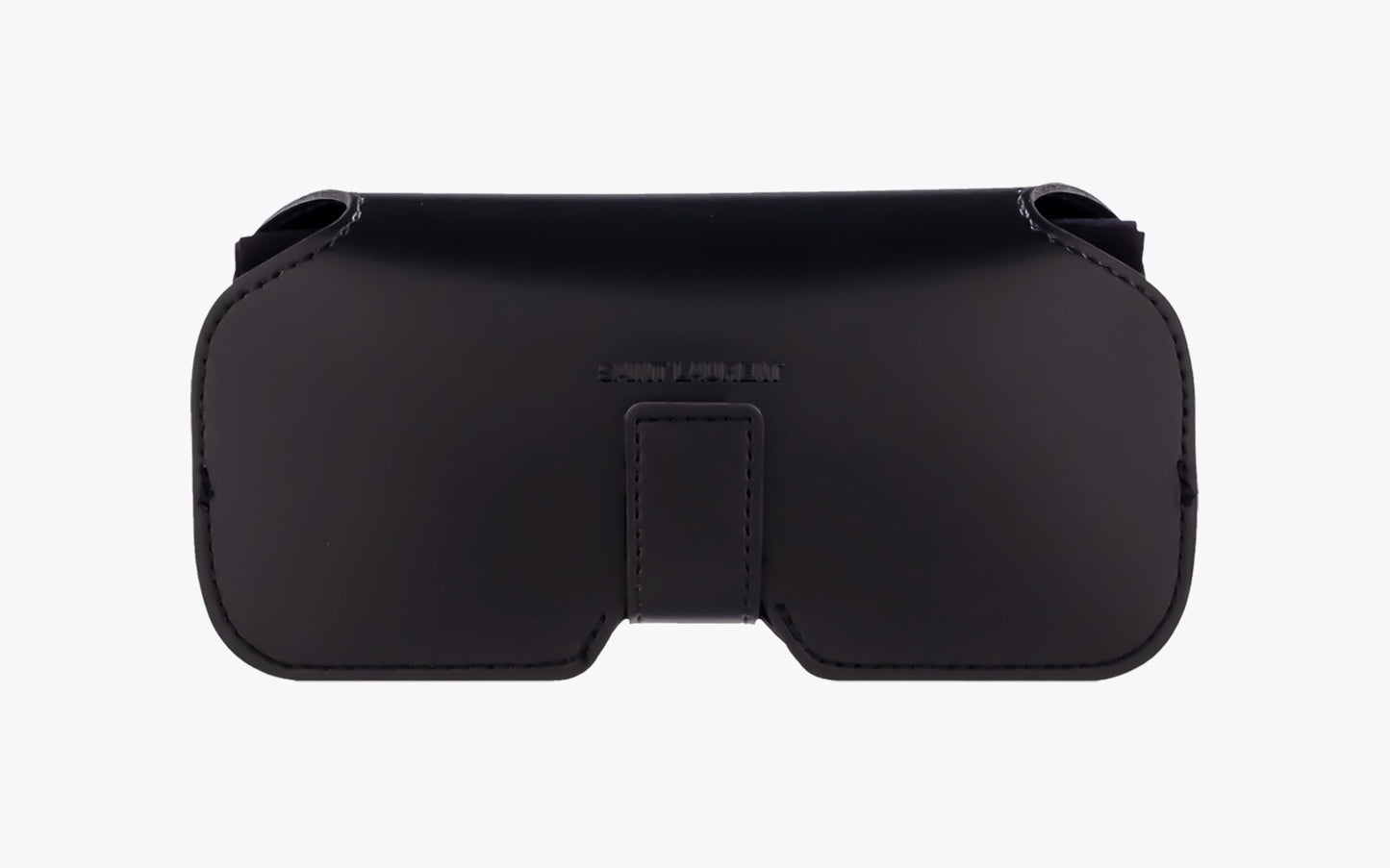 Saint Laurent SL 249 New Wave Silver Black leather case with a brand logo on a off-white background