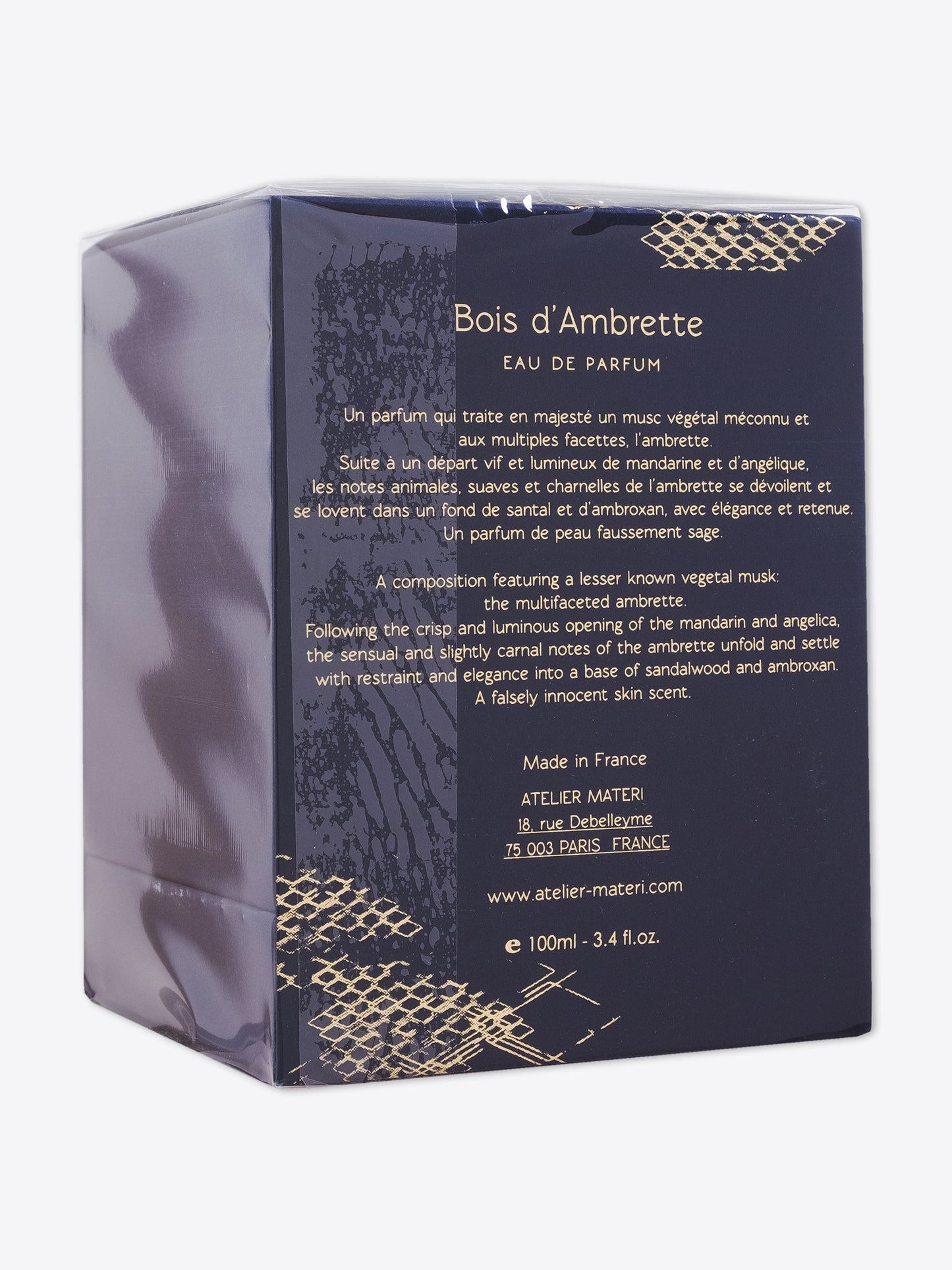 Atelier Materi Bois d'Ambrette EDP 100ml — Packaging Back View