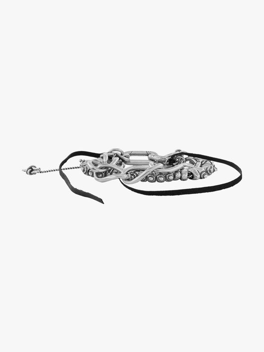 Goti BR1154 Bracelet | Sterling Silver and Leather Profile Side View