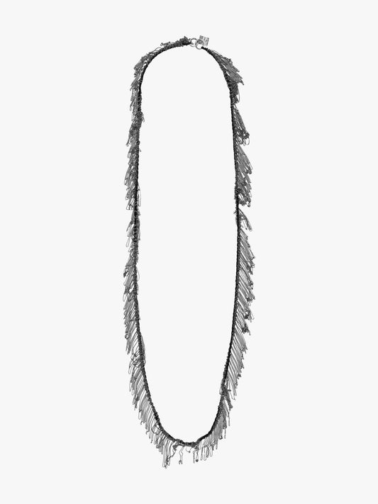 Goti CN1171W Necklace | Sterling Silver and Cotton Front View All