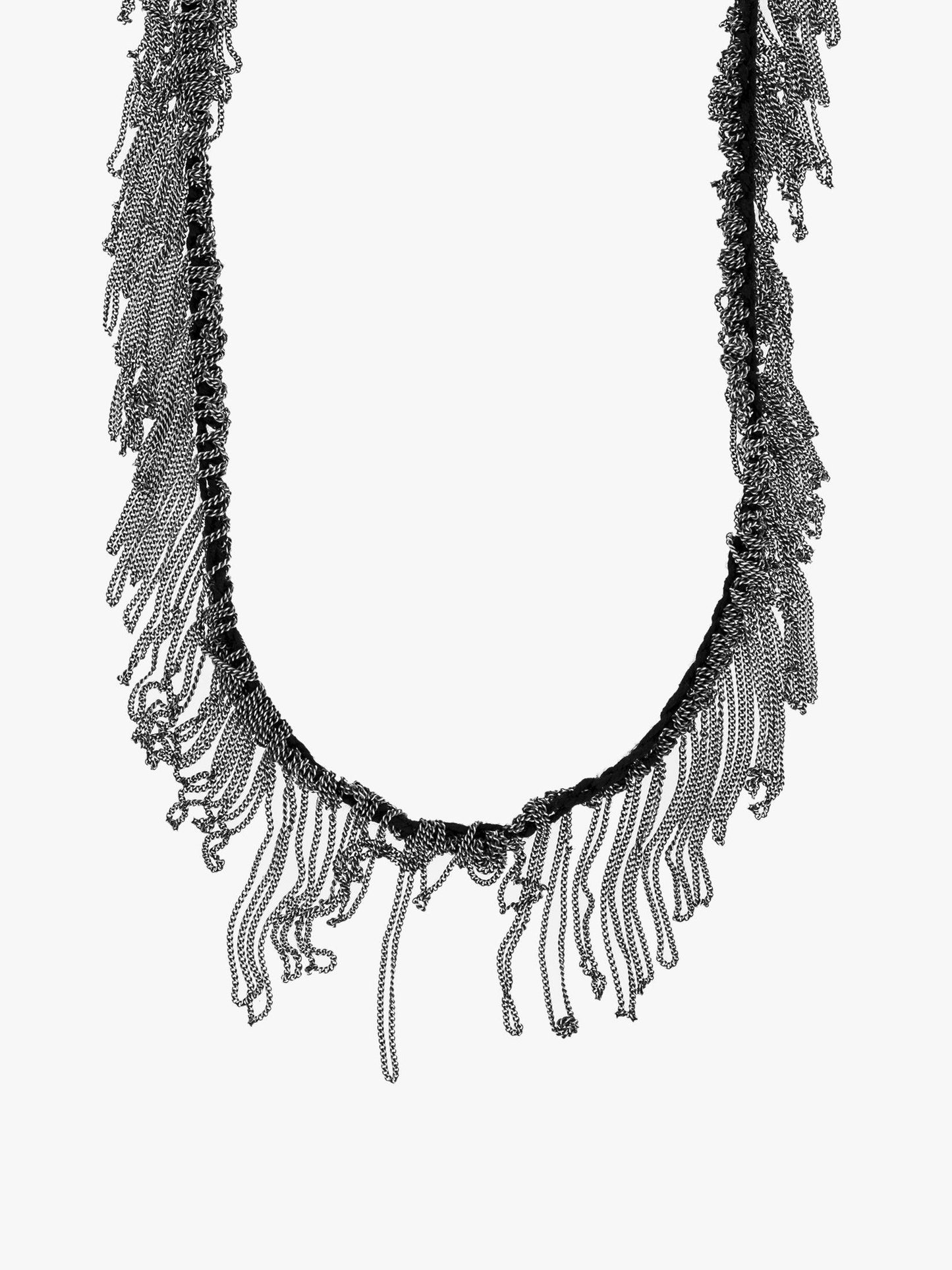 Goti CN1171W Necklace | Sterling Silver and Cotton Details 2 Front View