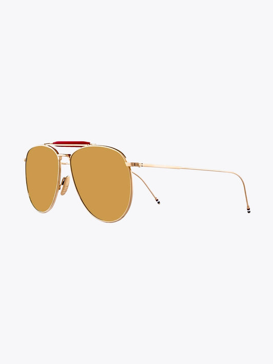 Thom Browne TB-015 Gold Sunglasses Three-quarter View