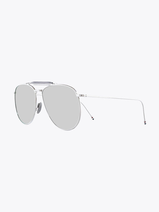 Thom Browne TB-015 Silver Sunglasses Three-quarter View