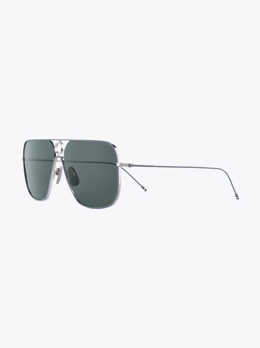 Thom Browne TBS-114 Silver Sunglasses Three-quarter View