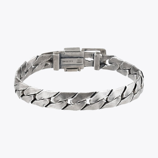 Goti BR1033 Silver Cuban Chain – Unisex Bracelet | Front View