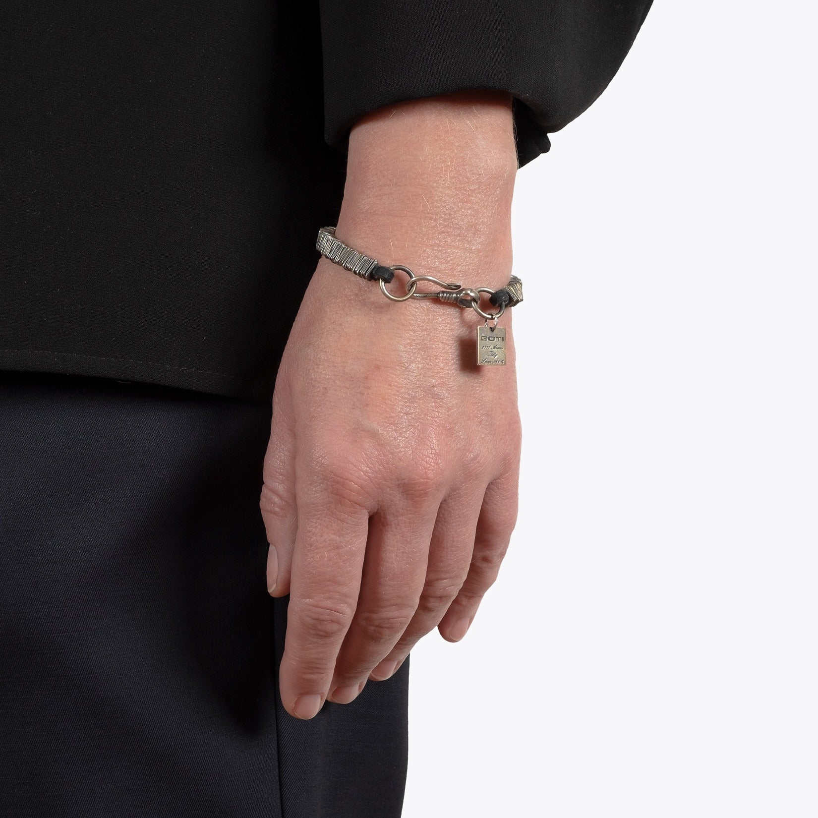 Goti BR1114 Silver Plate Chain – Unisex Bracelet | On arm back view