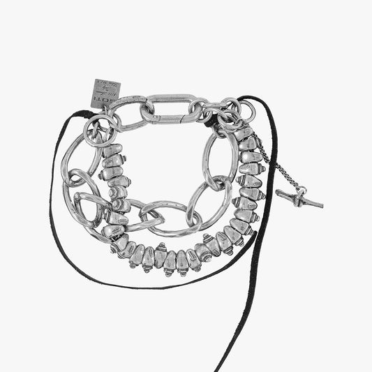 Goti BR1154 Silver Link Chain – Unisex Bracelet | Front View