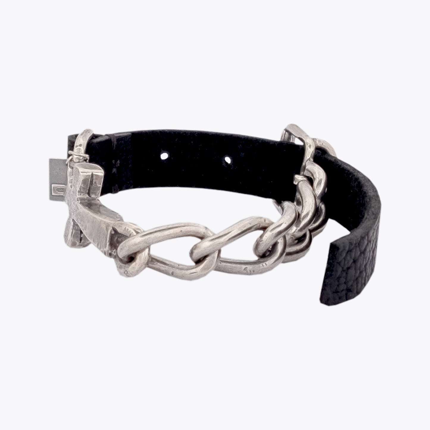 Goti BR506 Silver Curb Chain – Unisex Bracelet | Side View