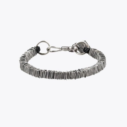 Goti Bracelet BR1114 Leather With Silver Plates | Front View