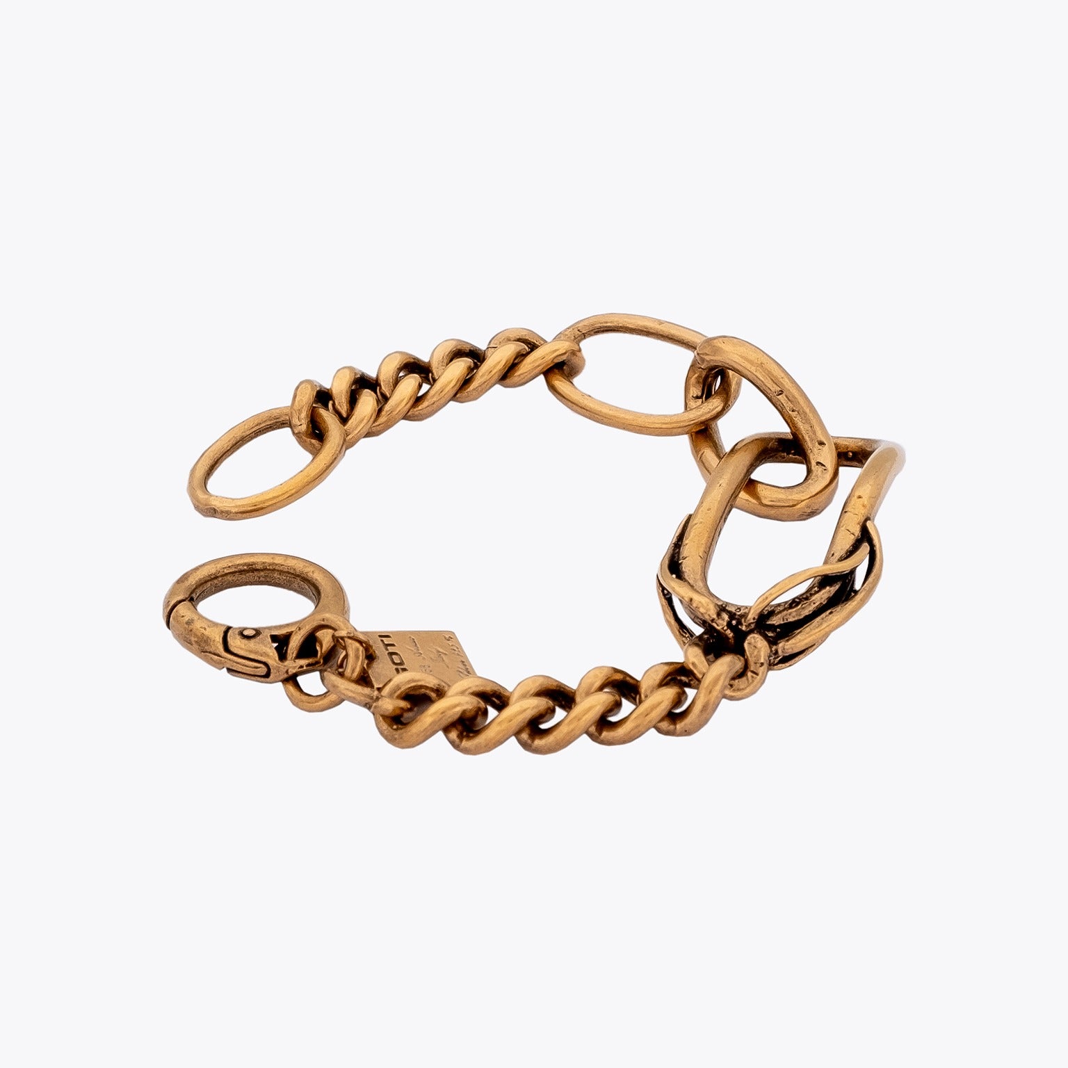 Goti Bracelet BR2044 Gold-Plated Silver Curb Chain | Side View