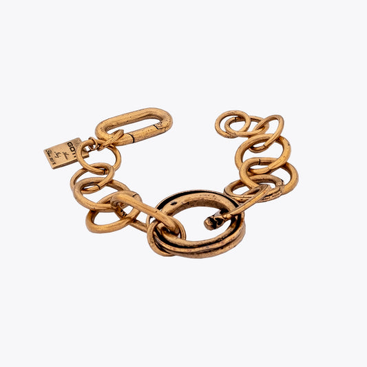 Goti Bracelet BR2034 Gold-Plated Silver Cable Chain on a white background