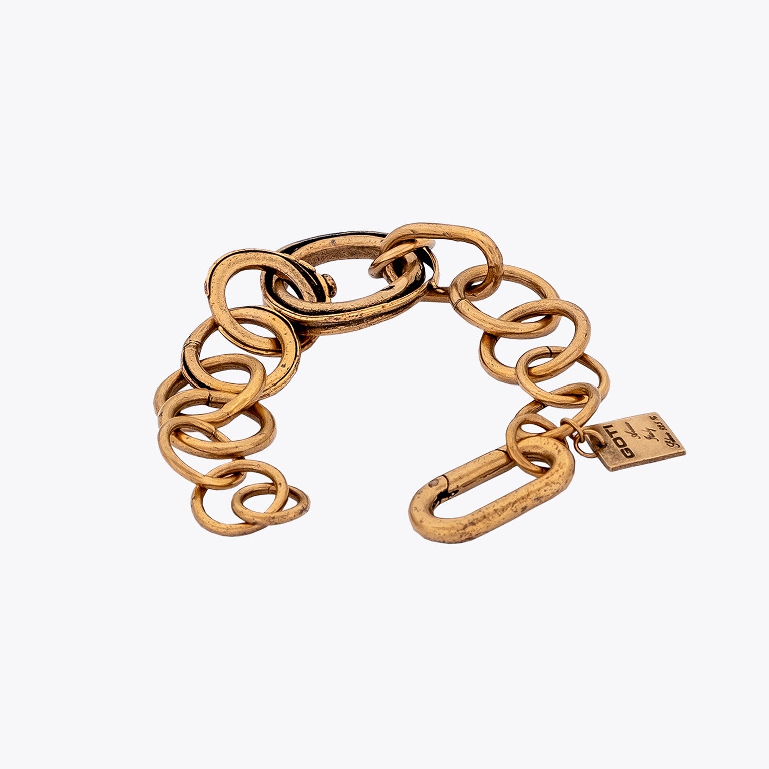 Goti Bracelet BR2034 Gold-Plated Silver Cable Chain with a lock charm on a white background