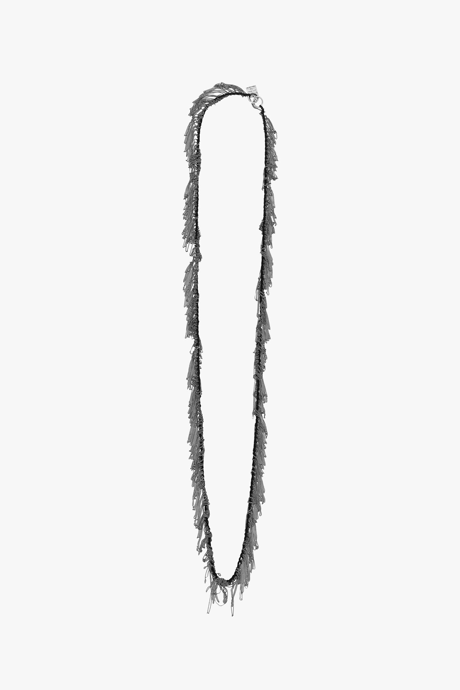 Goti CN1171W Silver Striking Fringe Chain – Women's Necklace | Front Vew