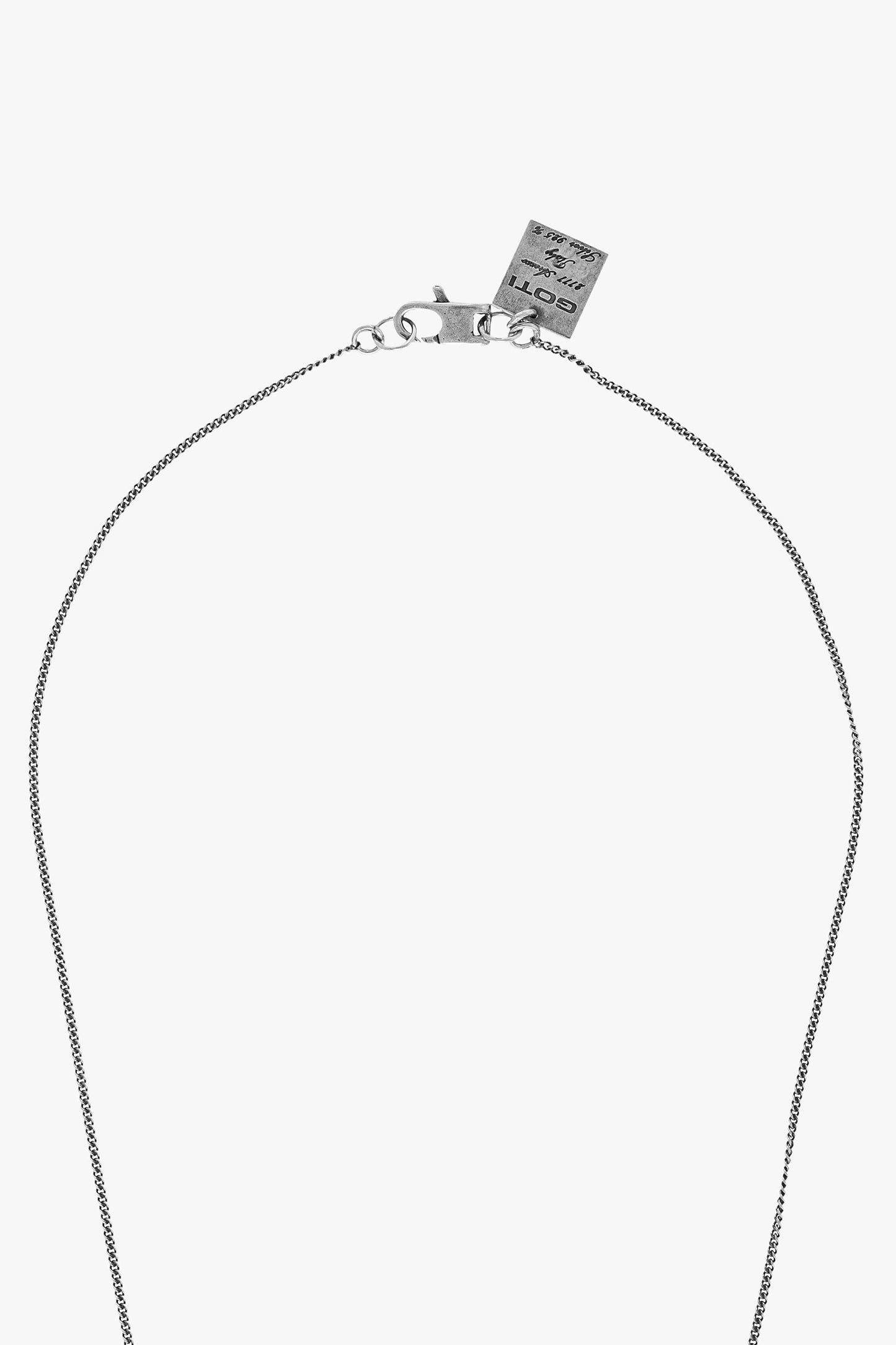 Goti CN914 Silver Curb Chain – Women's Necklace | Lobster clasp and Goti plate front view