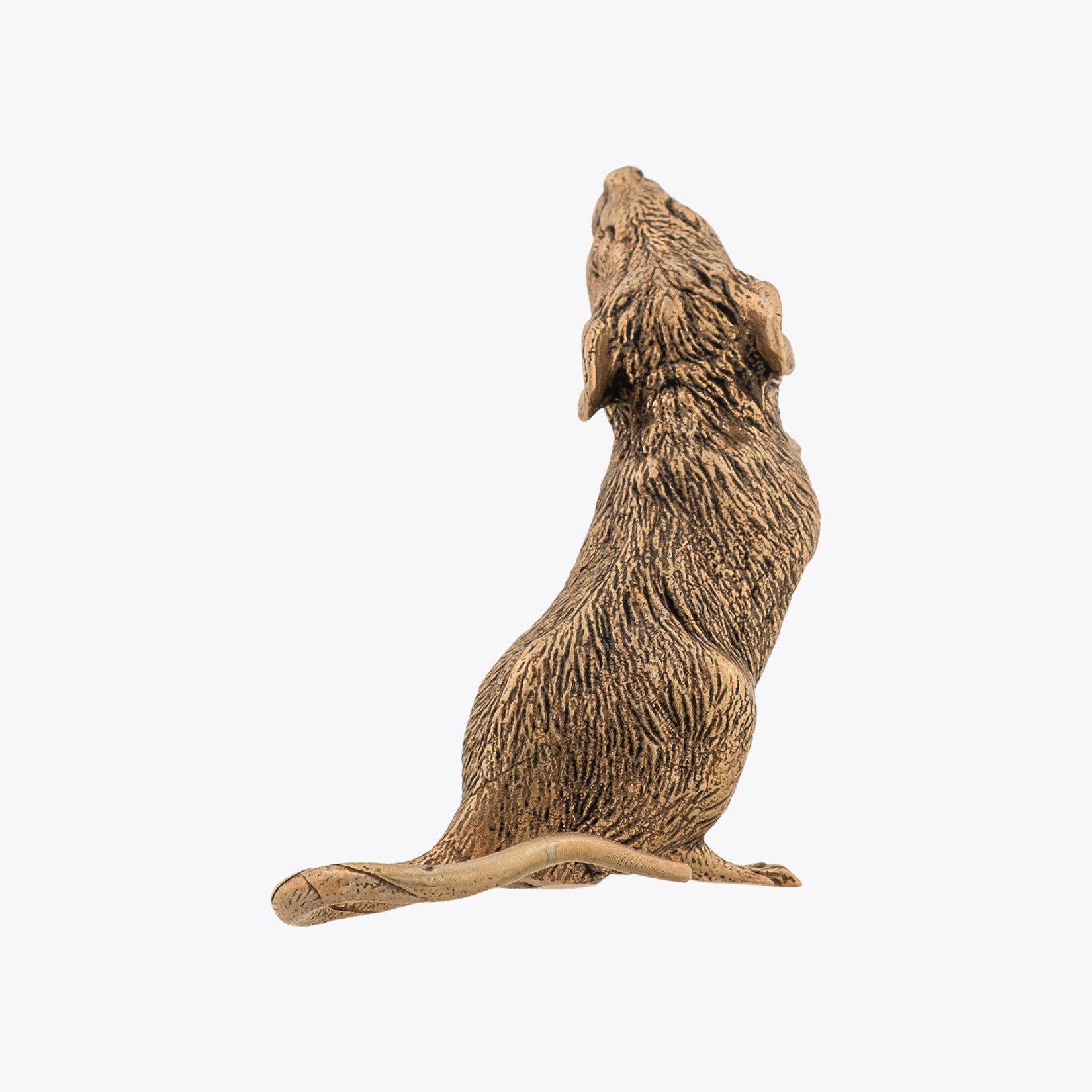 Statue of a howling mouse on a white background