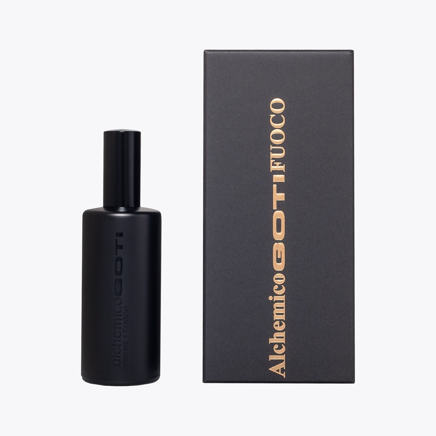 Fuoco Eau de Parfum 100ml Alchemico Goti packaging anthracite box Made in Italy