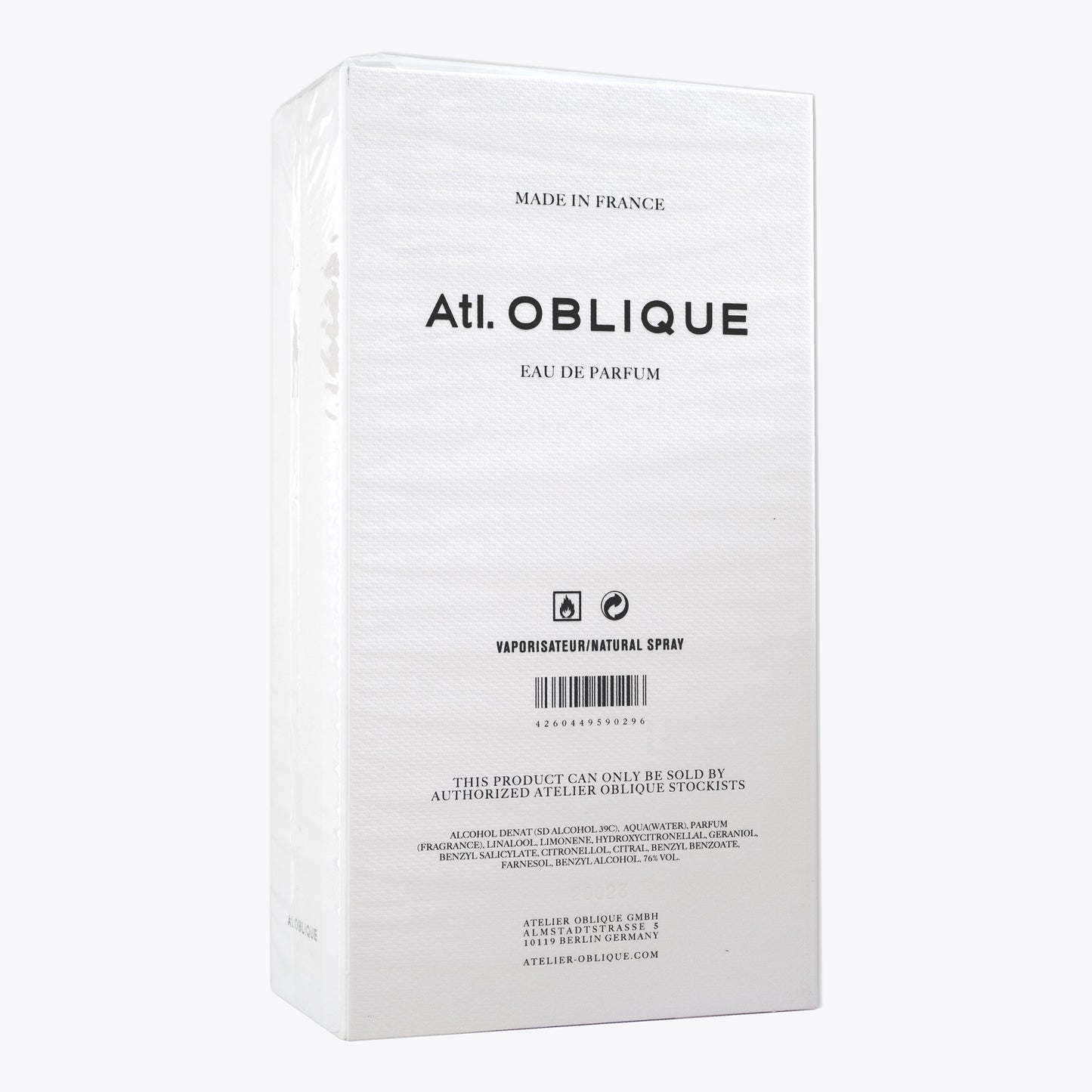 White Light by Atelier Oblique – Eau de Parfum 50ml – packaging back view