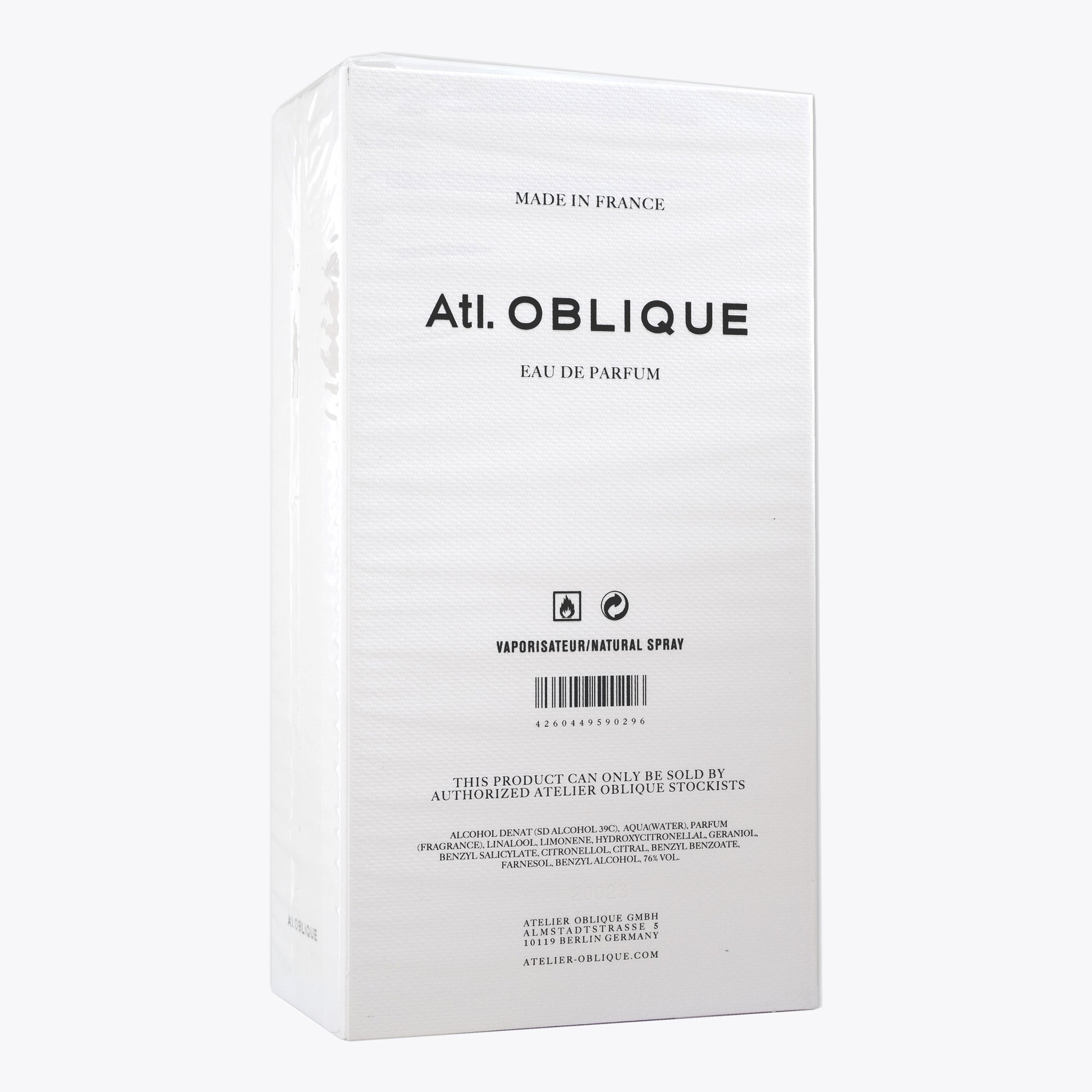White Light by Atelier Oblique – Eau de Parfum 50ml – packaging back view