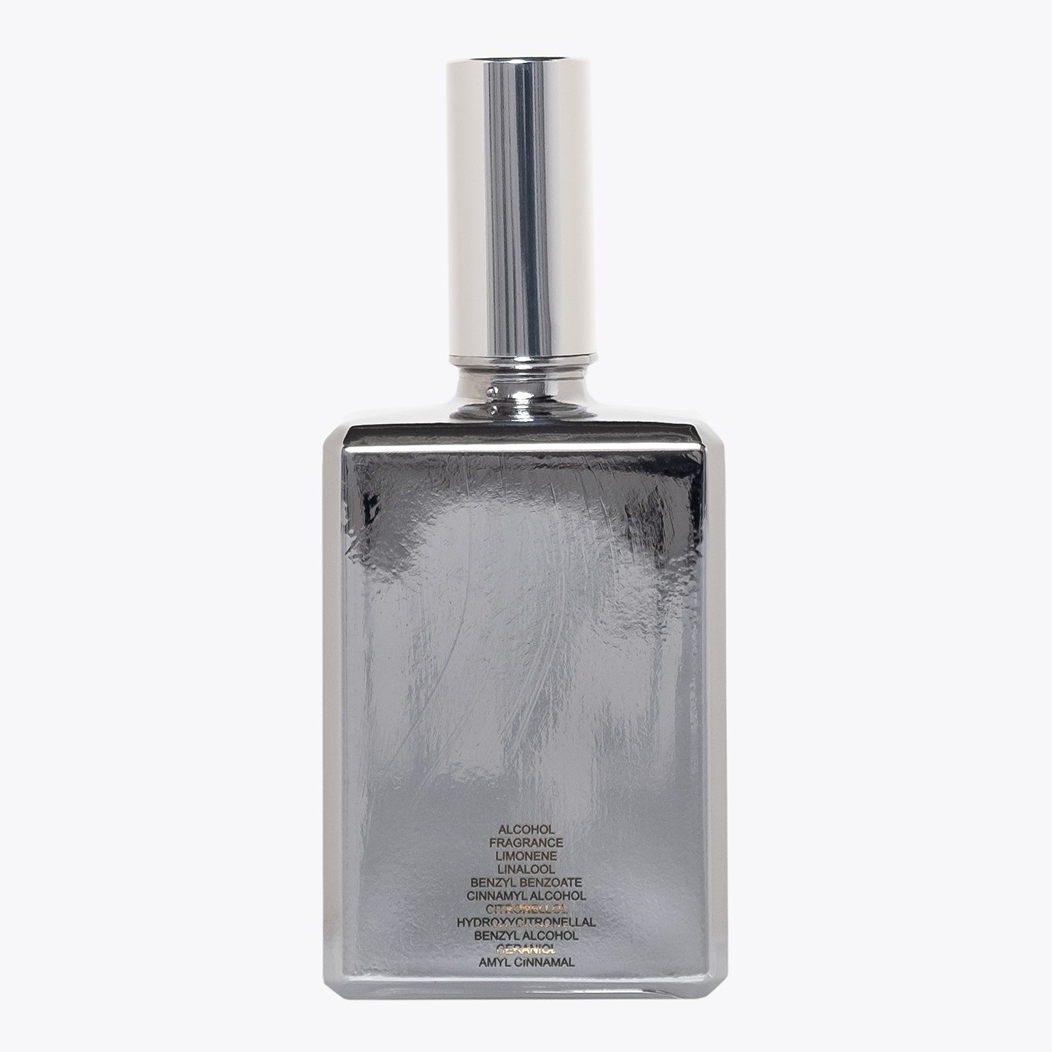 Scent of Goti Black Eau de Parfum 100ml - Silver glass bottle with text of ingredients