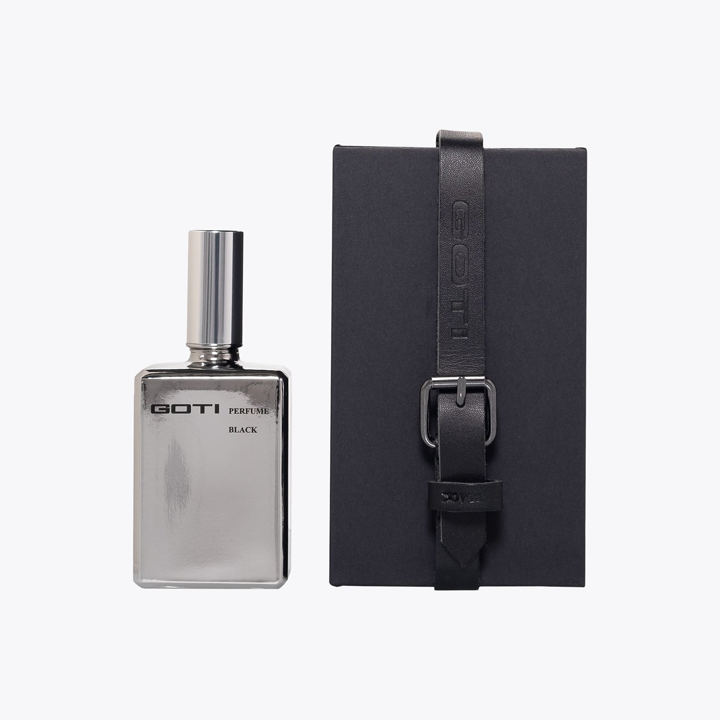 Scent of Goti Black Eau de Parfum 100ml - Silver glass bottle  and black paper packaging