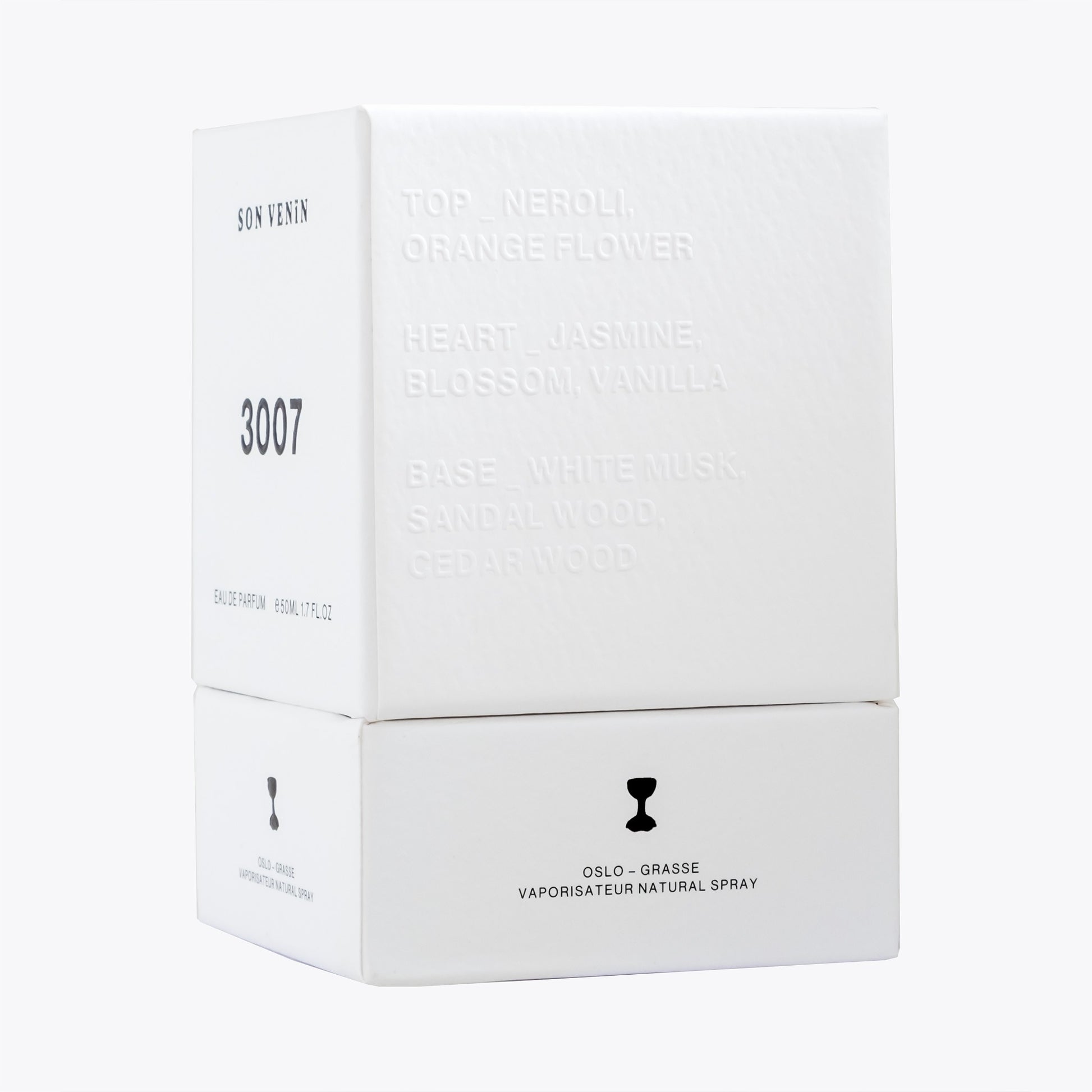 3007 by Son Venïn – Eau de Parfum 50ml – packaging side view –  text with olfactory notes