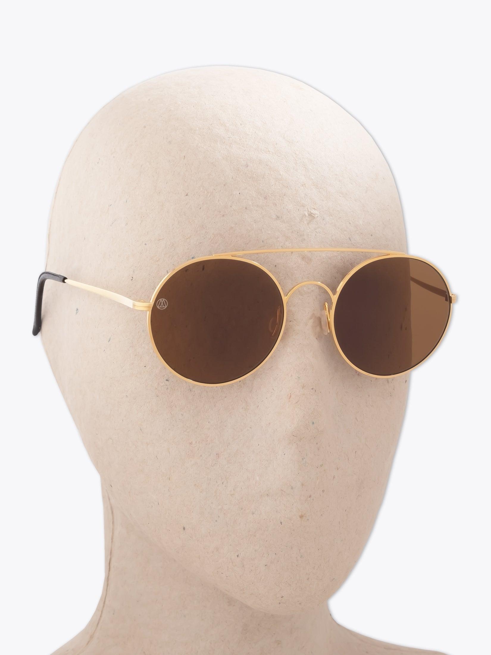 8000 Eyewear 8M6 14K Gold-Plated Round Sunglasses