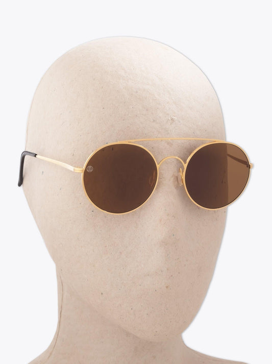 8000 Eyewear 8M6 14K Gold-Plated Round Sunglasses - Apodep.com