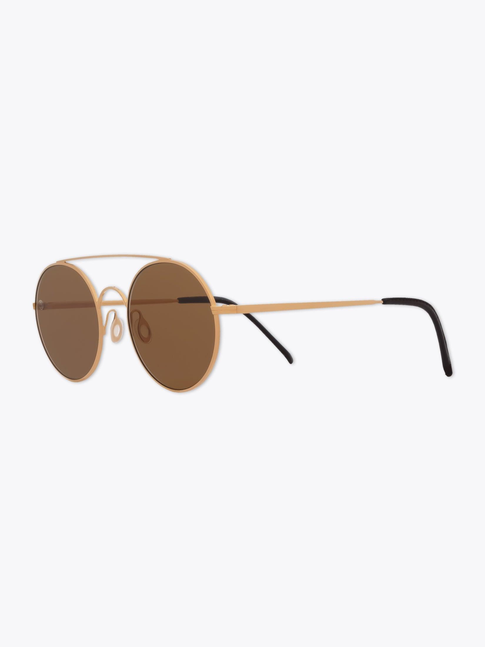 8000 Eyewear 8M6 14K Gold-Plated Round Sunglasses