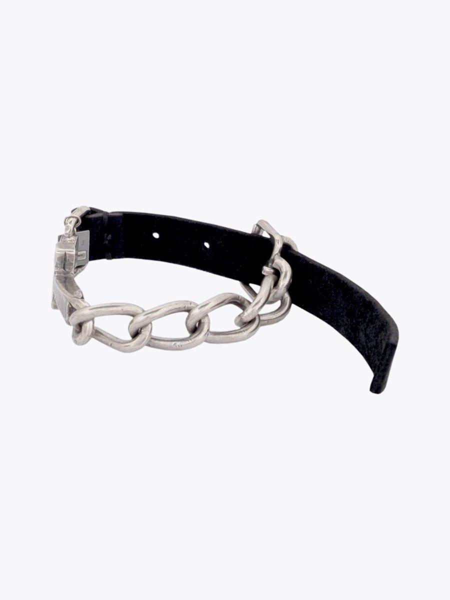 GOTI BR506 Oxidised Silver/Leather Bracelet