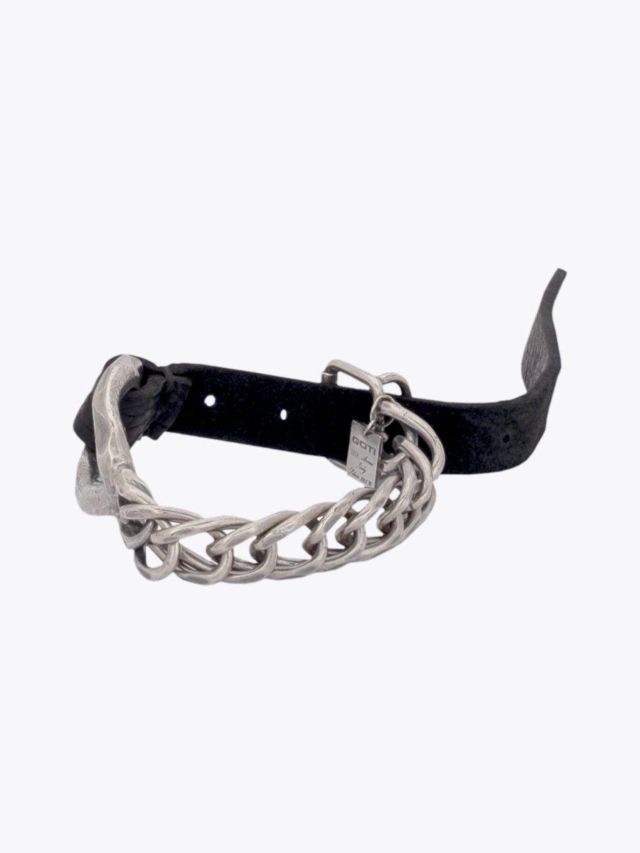 GOTI BR514 Oxidised Silver/Leather Bracelet